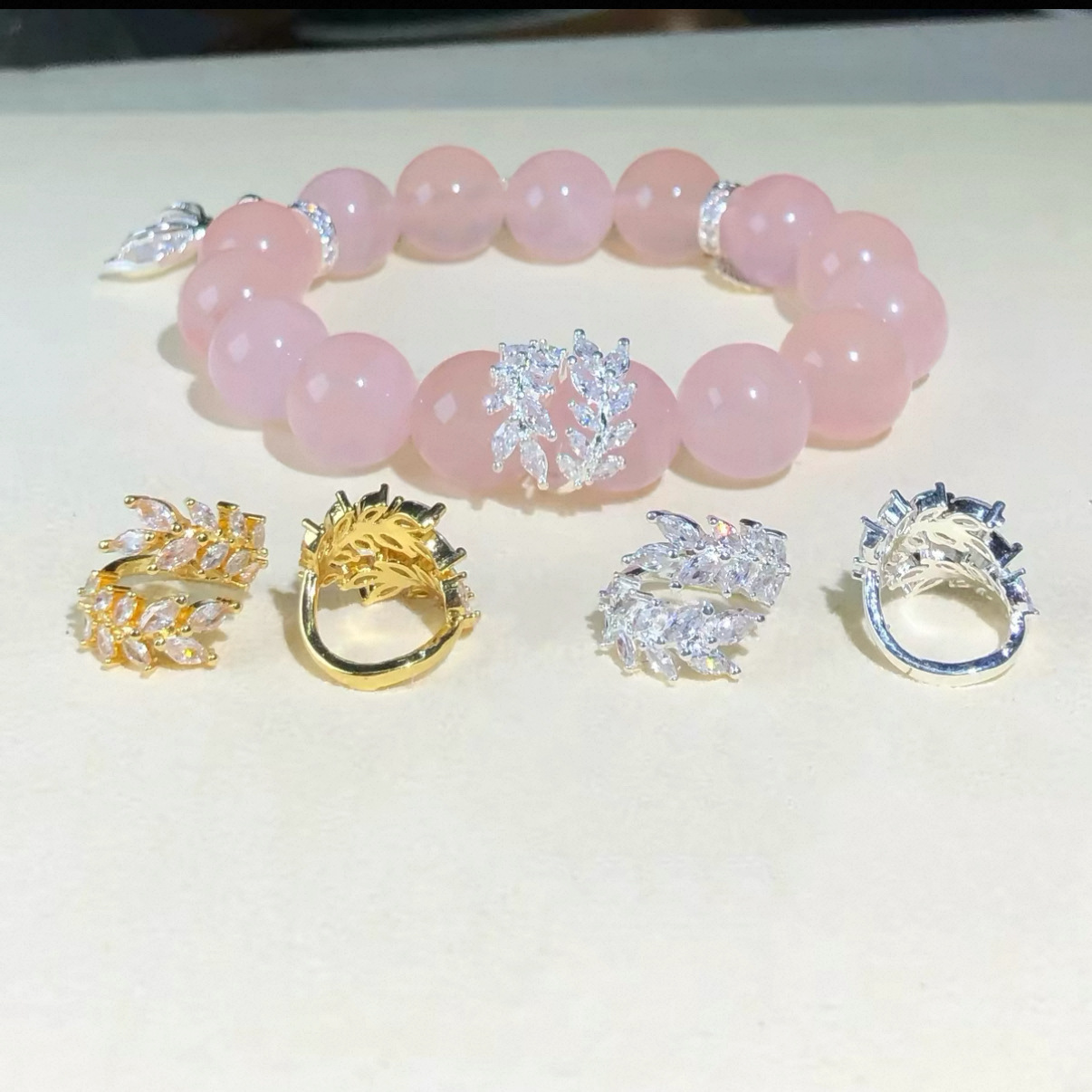 14K Gold-Plated Color-Preserving Crystal DIY Accessories Feather Running Ring Spacer Beads Bracelet Necklace Beading Handmade Materials Accessories