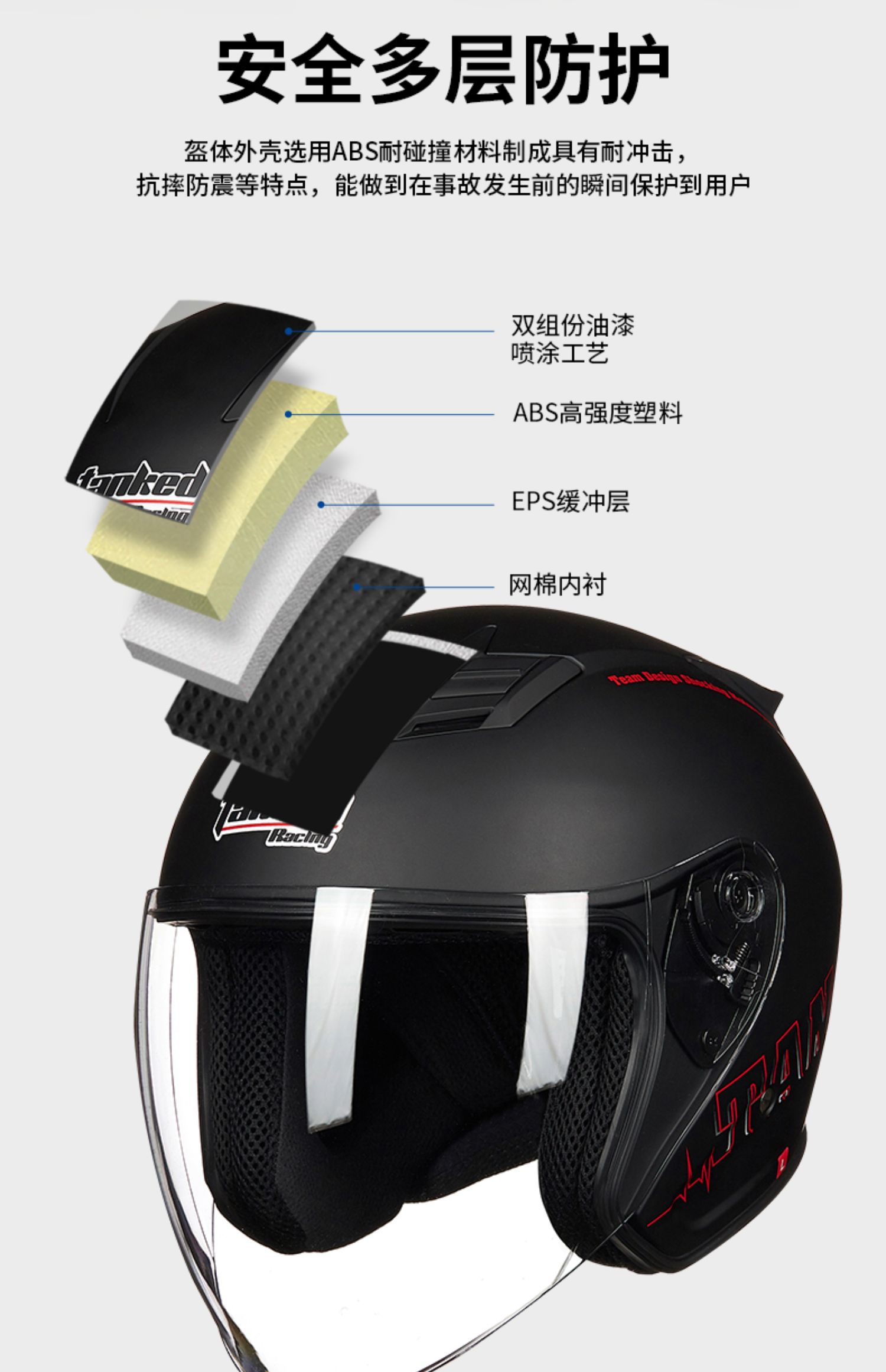 Tank helmet men and women electric car half helmet warm helmet 3/4 helmet pedal motorcycle helmet 3C certification