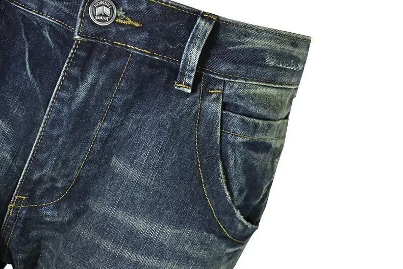 Vintage-Inspired Straight Leg Denim Jeans For Men – Relaxed Fit, High Waist, Button Fly (Sizes 28-36, Dark Blue & Light Wash)_mkmklike.com