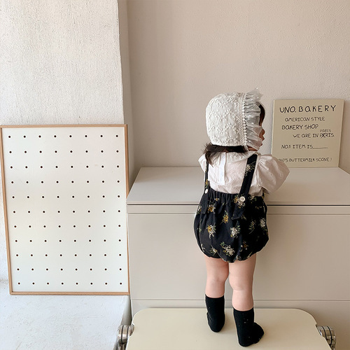 Baby Autumn Small Floral Jumpsuit Korean Children's Clothes Baby Girl Long Sleeve Two-piece Set Covered Clothes Baby Romper