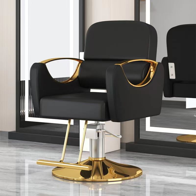 Silla de peluquería, peluquería, barbería, asiento giratorio, silla de corte de pelo simple de acero inoxidable, silla elevadora de afeitado inclinable