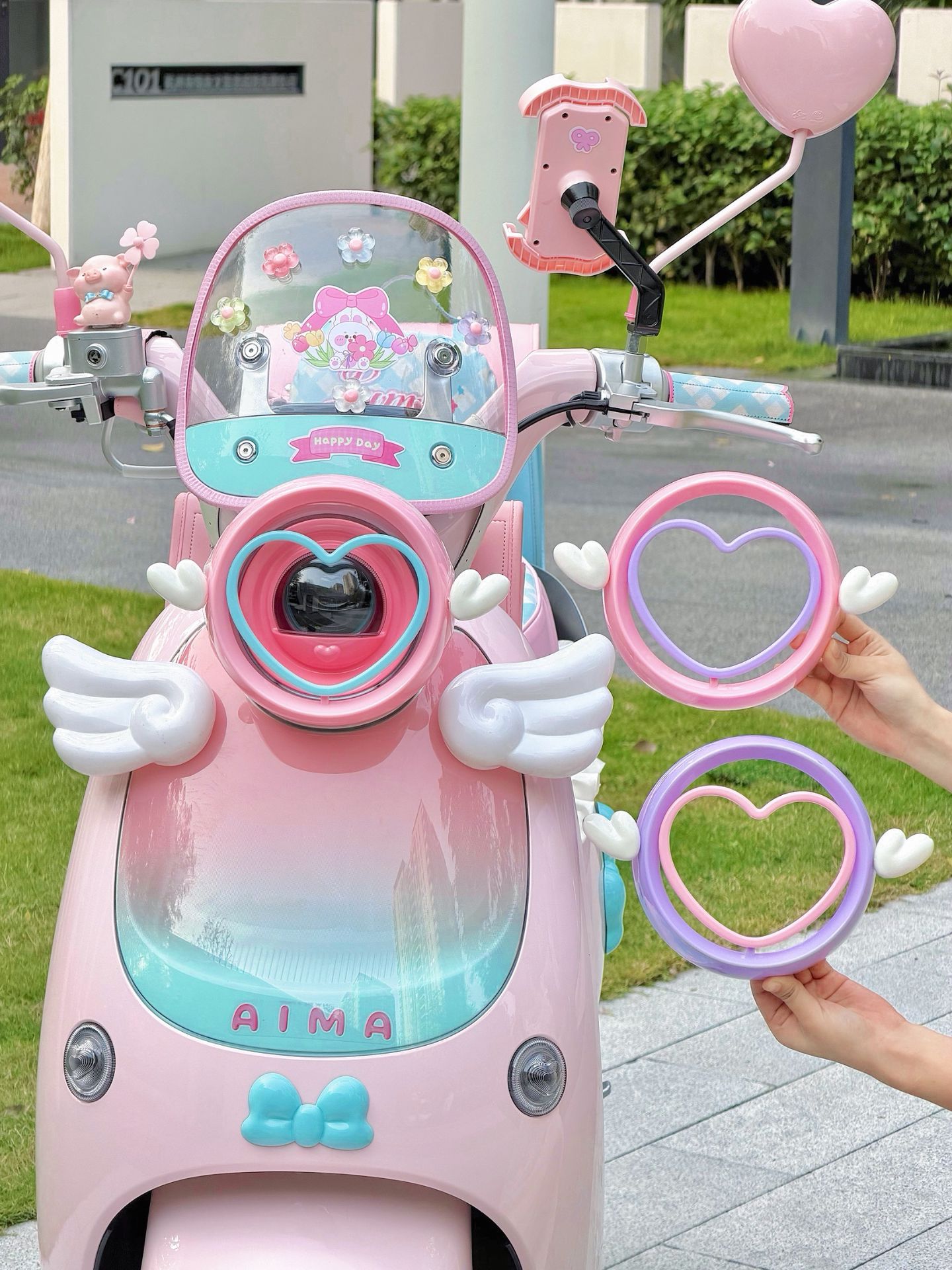 Suitable for Aima Lumi Metaverse Play Cute Headlight Cover Accessories Creative Modified Electric Scooter Hollow Headlight Shell