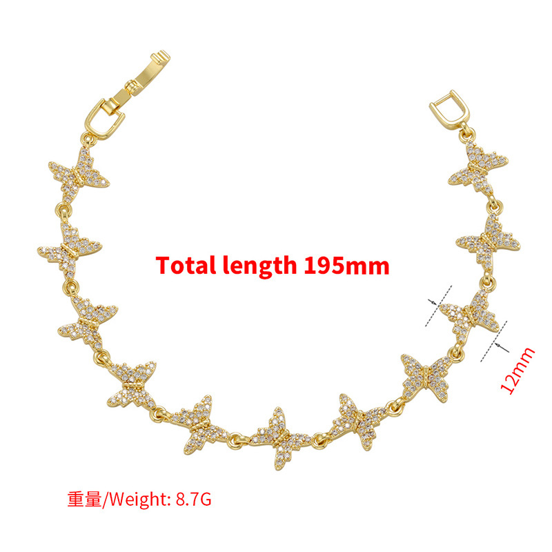 Micro-set zircon full diamond bracelet butterfly wheat ear geometric pattern copper bracelet