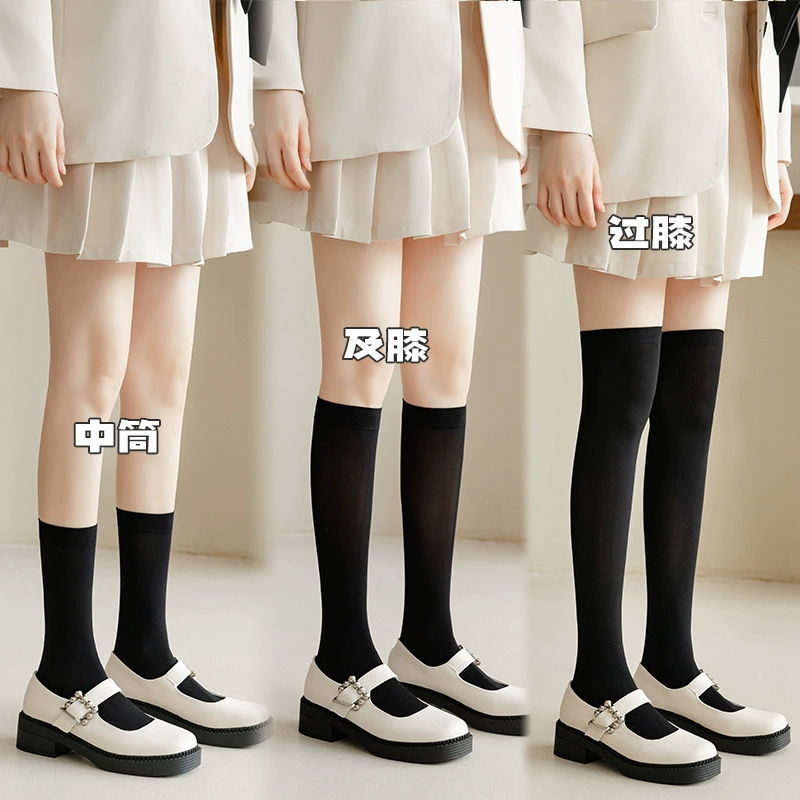 Бархатные гольфы и ботфорты, JK стиль — короткие/икроножные/выше колена, тонкие для весны‑осени‑зимы