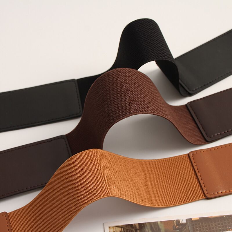 Simple Style Solid Color Pu Leather Alloy Elastic Band Women's Leather Belts display picture 13