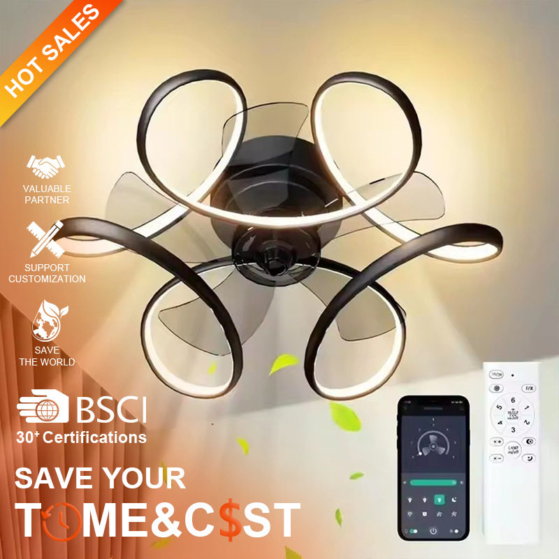 Transfronterizos para líneas mínimas de ventilador 64W sin atenuación LED ventilador de techo lámpara de sala de estar doméstica dormitorio