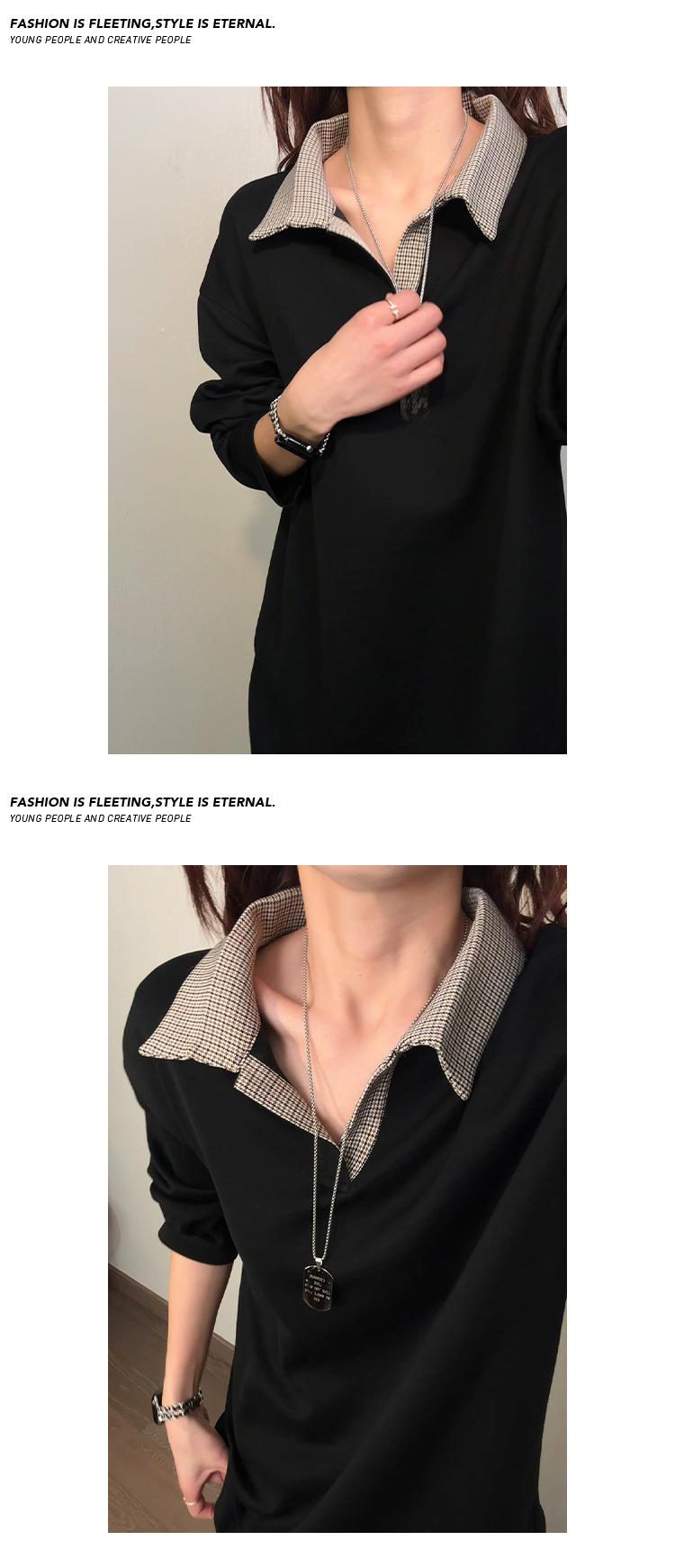 Sweatshirt dames houndstooth patroon american style los model_voghion.com