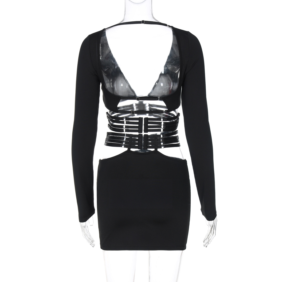 Women Clothing Autumn Winter Sexy V neck Long Sleeve Top Slim Fit Lace up Skirt Set
