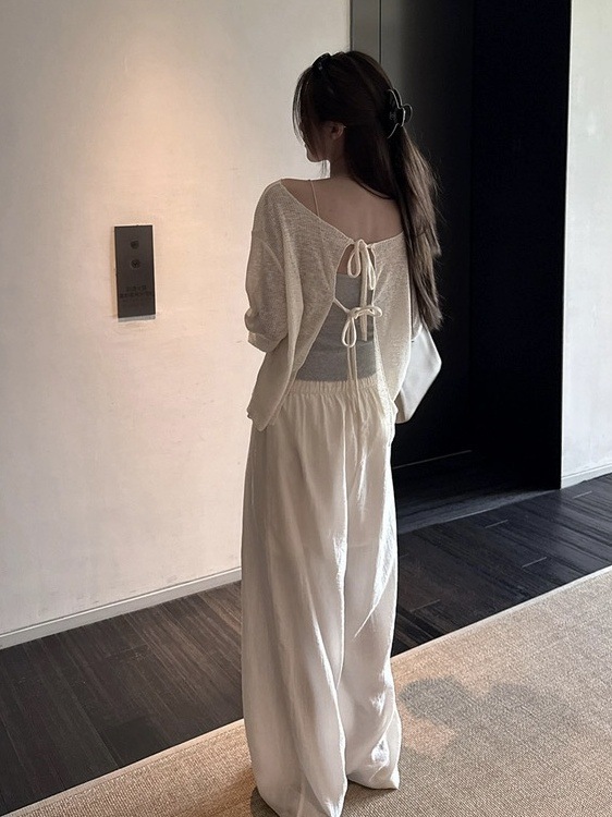 淡颜 跨季节可前后俩穿肌理感宽松休闲防晒针织开衫|undefined