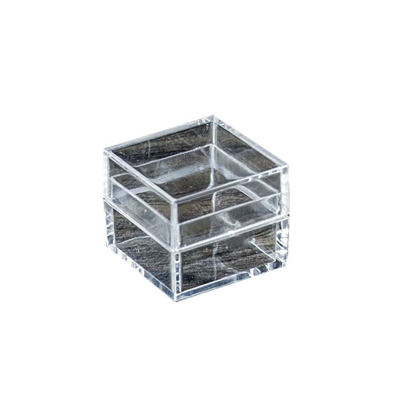 2,5 cm Mini caja cuadrada transparente de grado alimenticio caja de plástico medicina cosmética caja cuadrada de embalaje en stock