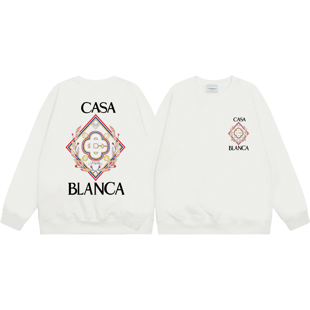 Marca de moda transfronteriza Casablanca letras de Casablanca impresión de color 380g lazo camiseta de cuello redondo