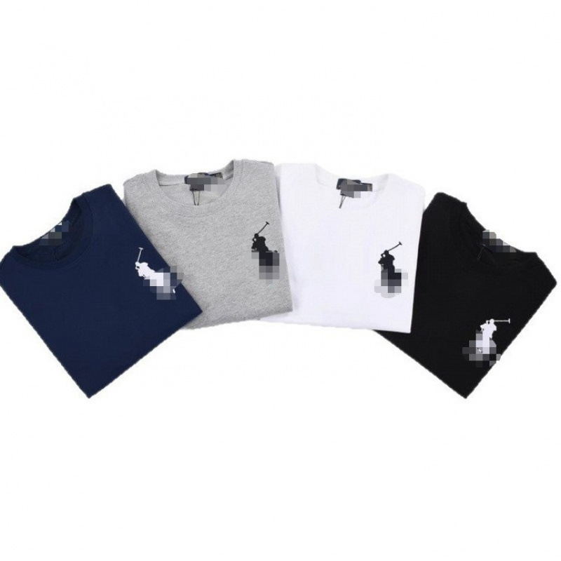 2026 Cross-border Simple Top in Stock, Horse Embroidery Round Neck Sweatshirt with Number Accents on the Sleeves, Casual Loose Pullover