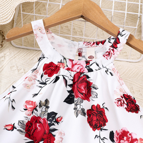 EW Children's Clothing, Middle Childhood New Girls' Summer V-Neck Top and Double-Collar Shorts Set DTZ973-D