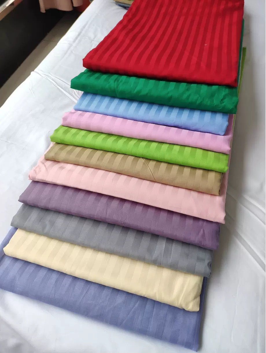 全棉1cm加密彩色缎条纯色一公分条纹床品面料批发 可定成品