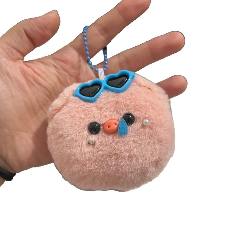 かわいいぬいぐるみ豚の鳴き笛人形、ピンクのバックパック飾り、人形キーホルダー、漫画キーホルダー|undefined