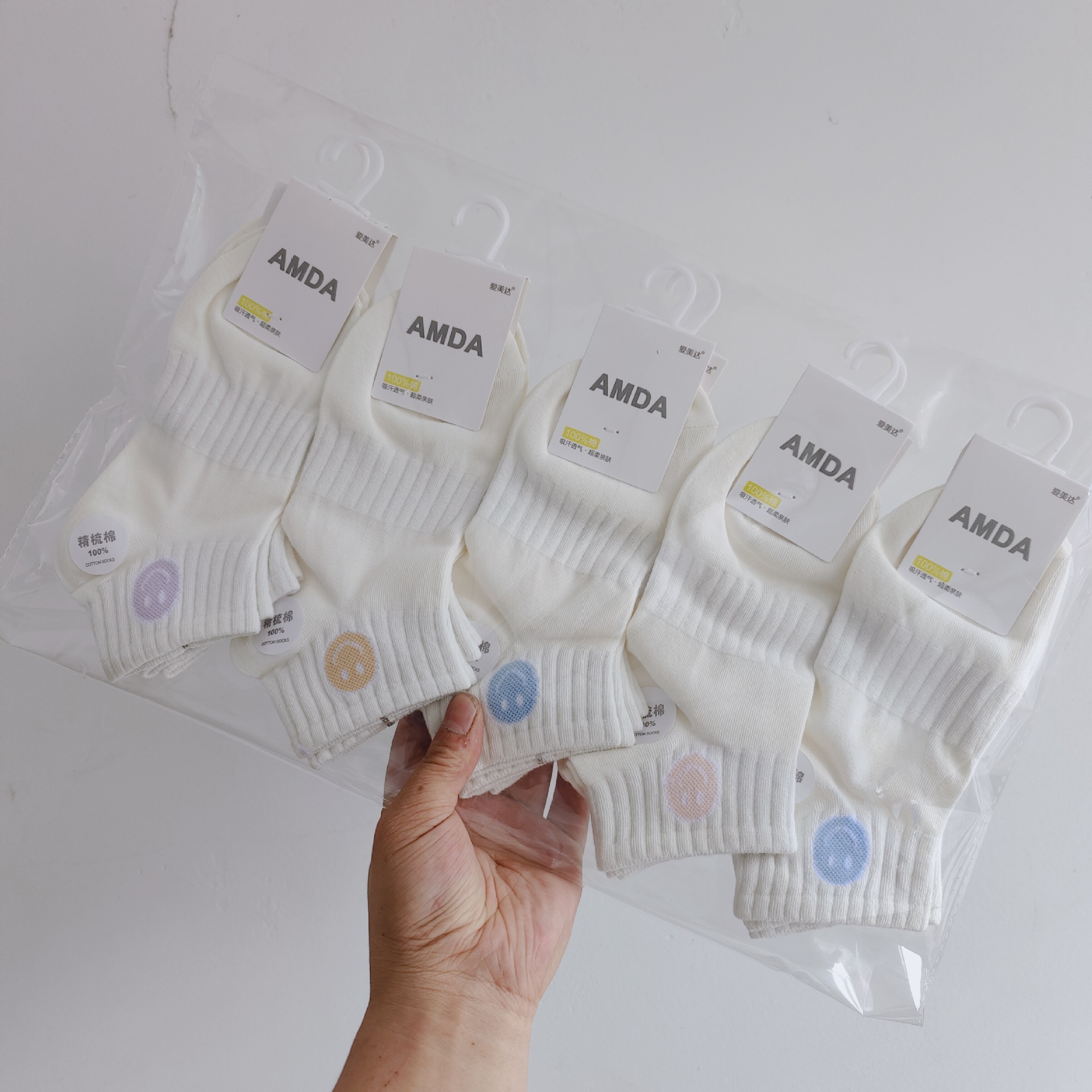 Aimida primavera y verano de las mujeres de algodón fino corto deportes barco Calcetines de moda fresco cómodo sudor-absorbente transpirable rayas finas