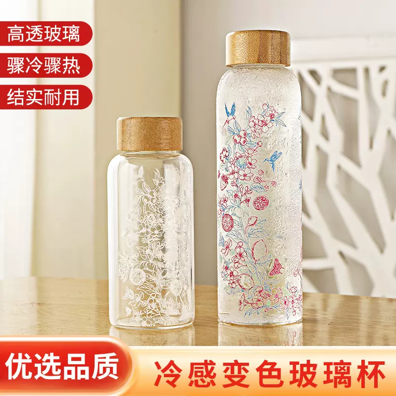 变色玻璃乐品乐茶550大容量高硼硅温变玻璃冷泡杯