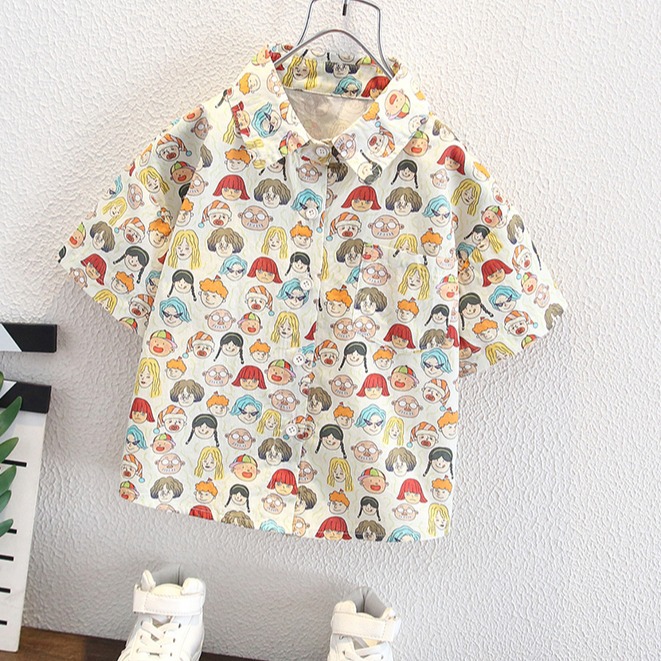 노란 만화 셔츠