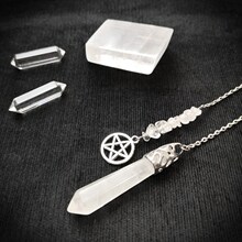 欧美跨境新款宝石摆亚马逊哥特六芒星天然石吊坠柱子饰品批发