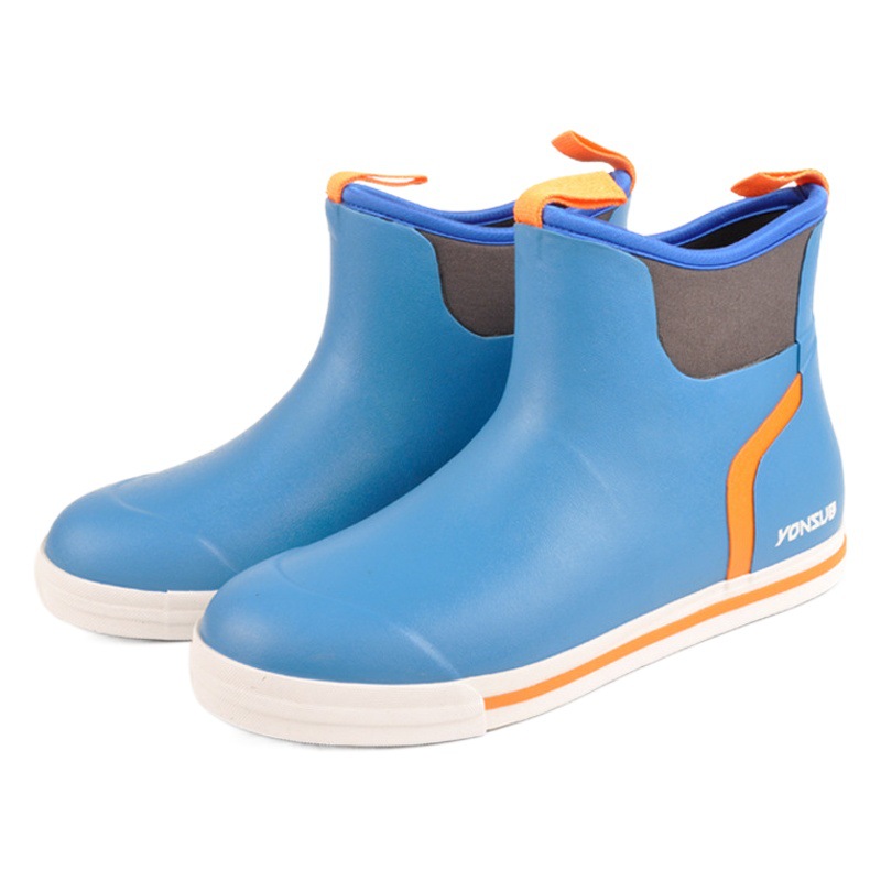Botas de lluvia de madera contrachapada altas para hombres y mujeres al aire libre zapatos de agua cortos para hombres botas de goma de nieve planas Zapatos de pesca antideslizantes botas impermeables