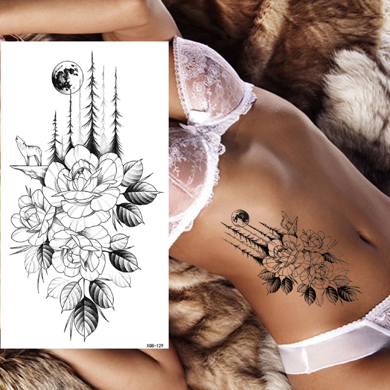 Pegatinas de tatuaje dibujos animados flor brazo pegatinas medio brazo completo oso ciervo divertido transfronterizo color creativo tatuaje pegatinas al por mayor