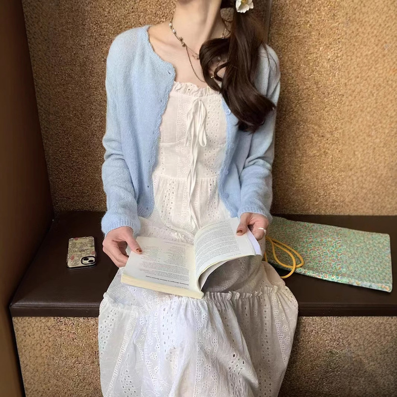 2026 Spring/Summer New Round Neck Knitted Sweater for Women, Korean Style Versatile Dopamine Youthful Gentle Cardigan, Loose Fit