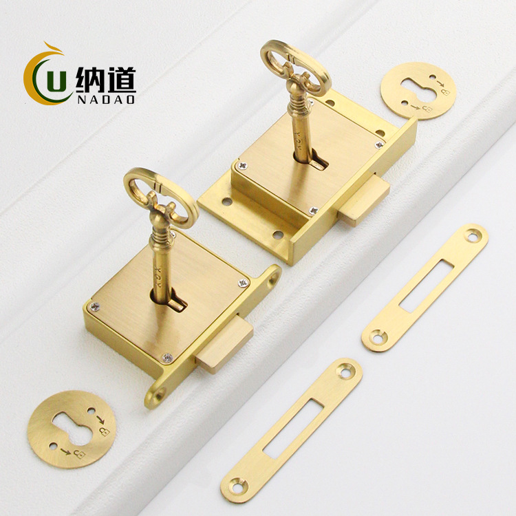 Retro high-end European antique drawer lock wholesale drawer cabinet square integrated hidden lock furniture cabinet brass cabinet door lock