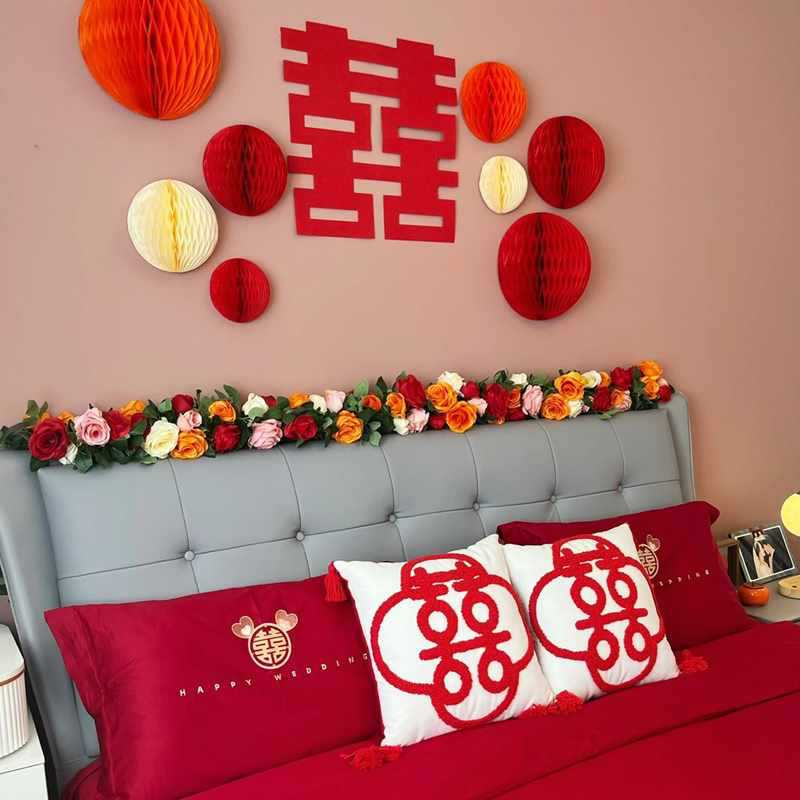 Bedside Flowers, Wedding Room Decoration, Decorative Flower Vines, New House Bedroom Sofa, Wedding Fake Flowers, Rattan Non-Woven Fabric