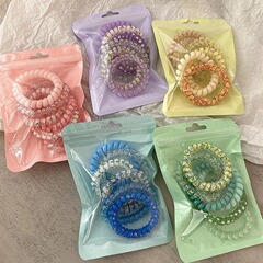 夏のドーパミンキャンディーカラーの電話コードヘアバンドシンプルなヘアロープベーシックヘアヘッドバンド高弾性と耐久性新しい
