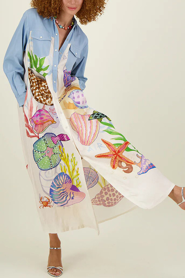 Wholesale Women's Vacation Streetwear Color Block Shell Long Sleeve Blouses display picture 3