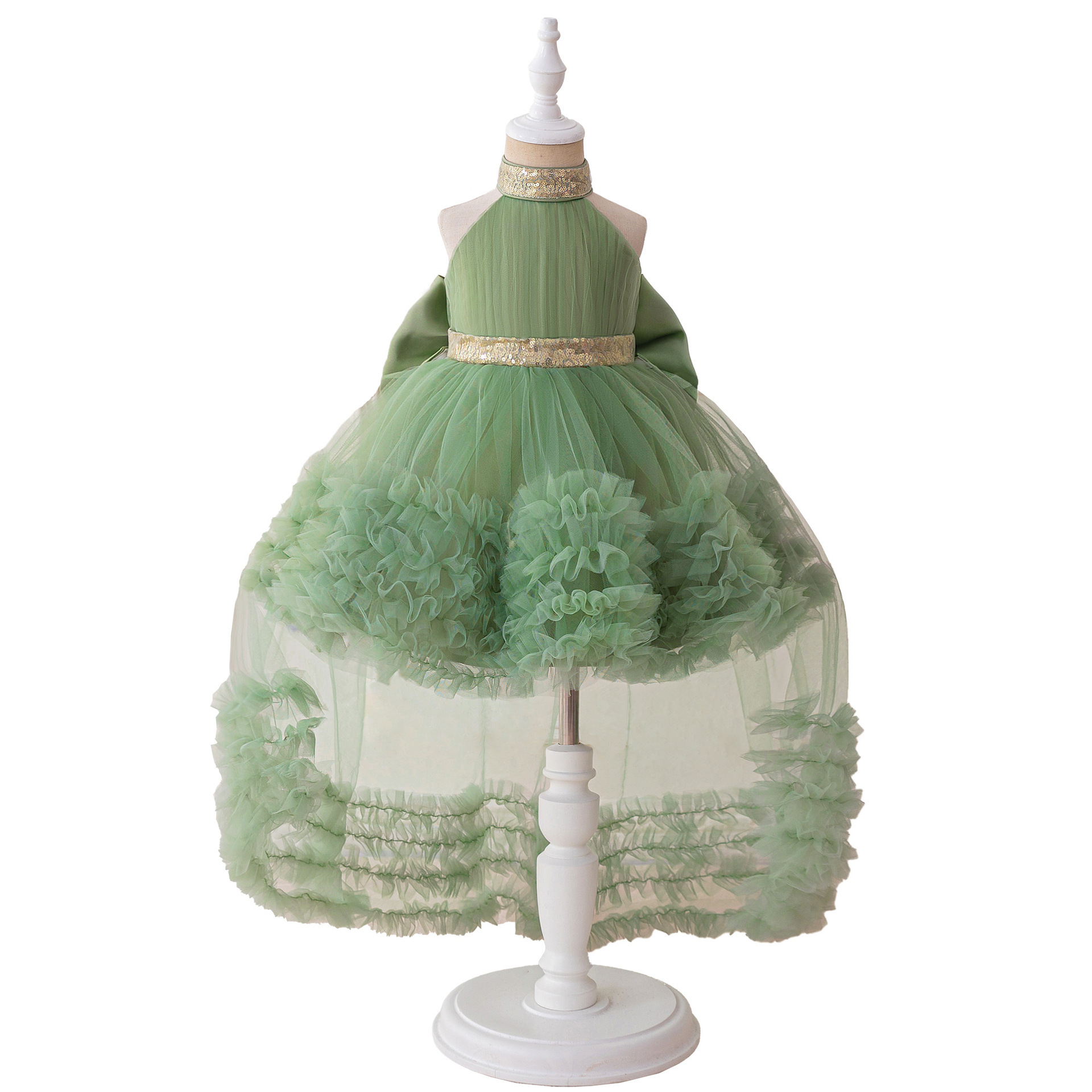 Vestido infantil falda de princesa colgar falda de pastel de pañuelo anfitrión de desfile falda de princesa rasgada hilo desmontable image 6