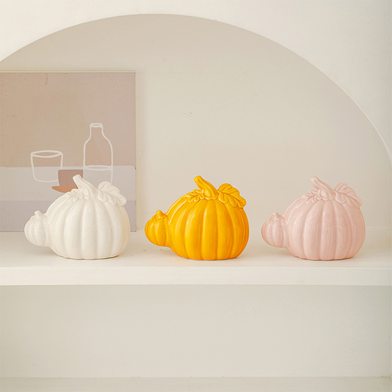 Halloween Harvest Festival Ceramic Pumpkin Casual Modern Desktop Porch Decoration Ornaments Office Living Room Art Pumpkin