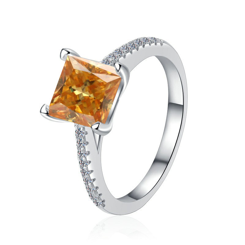 925 anillo de plata esterlina mujer nueva princesa de moda europea y americana Fang cuatro garras anillo de piedra de moissan plata fábrica en vivo