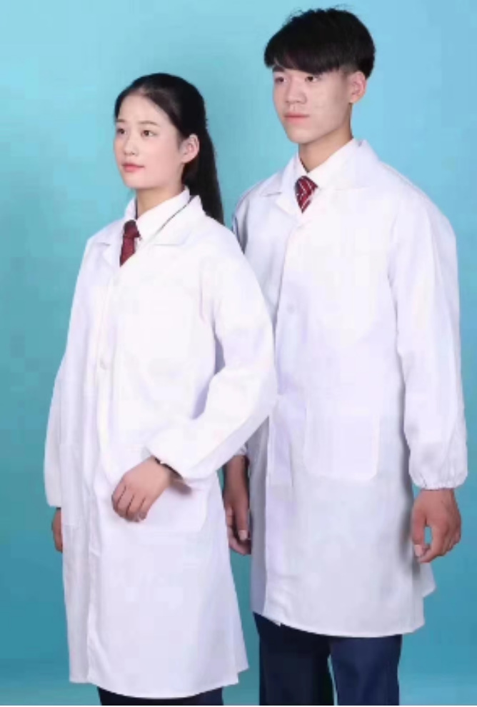 남자 고무 밴드 긴 소매 커프 화이트 코트