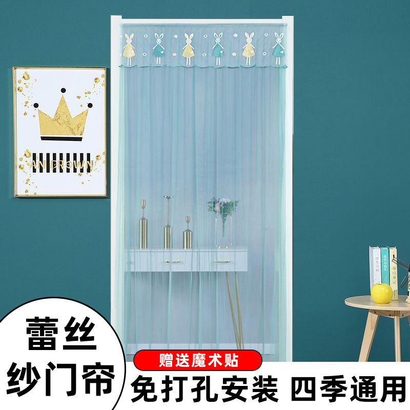Home Bedroom Lace Yarn Door Curtain Anti-mosquito Sunshade Transparent Yarn Curtain Partition Floating Yarn Thin Fabric Simple Solid Color