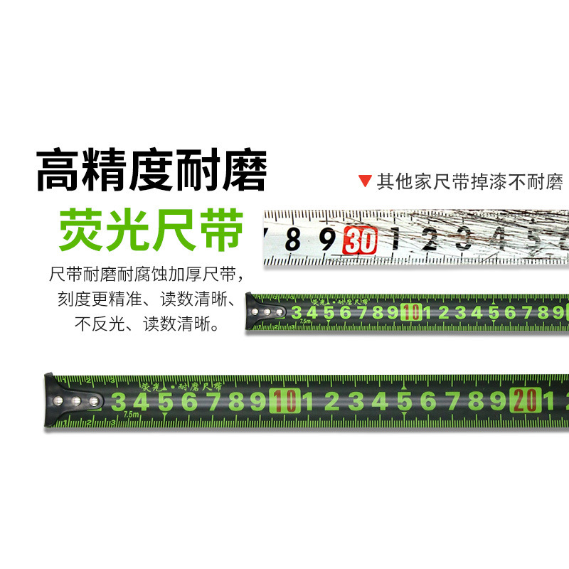 高精度蛍光ブラックゴールド巻尺 5m 耐衝撃性拡張 10m 耐摩耗性メートル尺測定器 マットスチール巻尺 カスタム|undefined