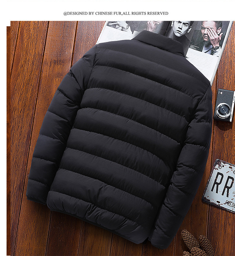 2023 Winter New Men's Cotton Padded Jacket Men's Thickened Solid Color Stand-Up Collar Zipper Cotton-Padded Jacket Coats_voghion.com