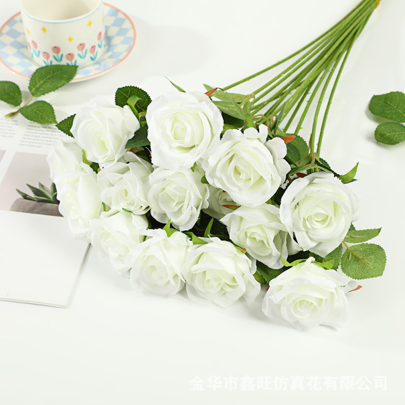 多色珍珠玫瑰仿真花家居客厅酒店婚礼餐桌装饰永生花户外拍摄假花|undefined