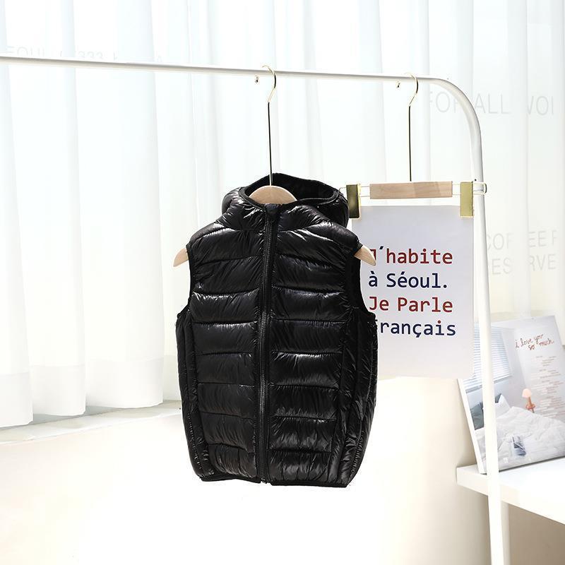 Chaleco de algodón para niños Otoño e Invierno estilo coreano medio y grande para niños y niñas chaleco con capucha Logotipo de chaleco de jardín de infantes