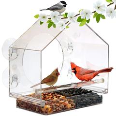 Factory Direct Sale Acrylic Bird Feeder Transparent Acrylic Bird Cage New Pet Acrylic Bird Feeding Dispenser