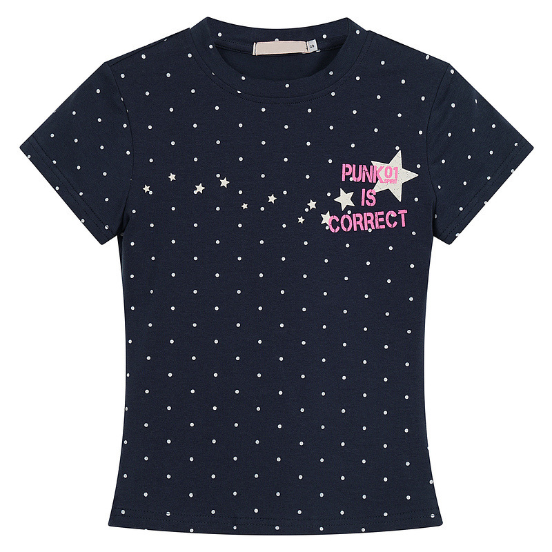 High Street Slim-Fit Polka Dot Star Punk Slogan Print Sweet Cool Spicy Girl Style Personalized Short Top Women's Short-Sleeve T-Shirt High Street Slim-Fit Polka Dot Star Punk Slogan Print Sweet Cool Spicy Girl Style Personalized Short Top Women's Short-Sleeve T-Shirt