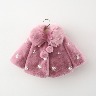 22 new pattern girl cloak Loose type Autumn and winter Female baby Cape Angora children sweater children Lapel