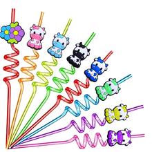 8件/套奶牛系列吸管temu饮品配件饮料装饰派对聚会必备