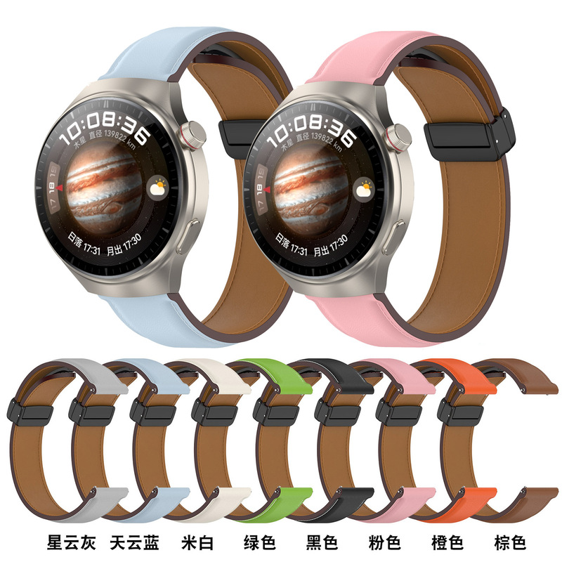 Suitable for Samsung Galaxy Watch7 6 50% off Stacked Buckle Leather Strap Huawei Watch4Pro Watch Wristband