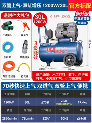 Dongcheng Silent Oil-Free Air Air Compressor - 30l1200w70-second-inflation-dust-blowing-and-inflation-kit
