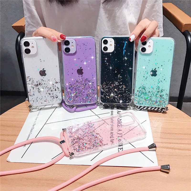 Suitable for Samsung S25U Protective Case S24U Mobile Phone Case S23 Gold Foil Glue A15 Diagonal Lanyard