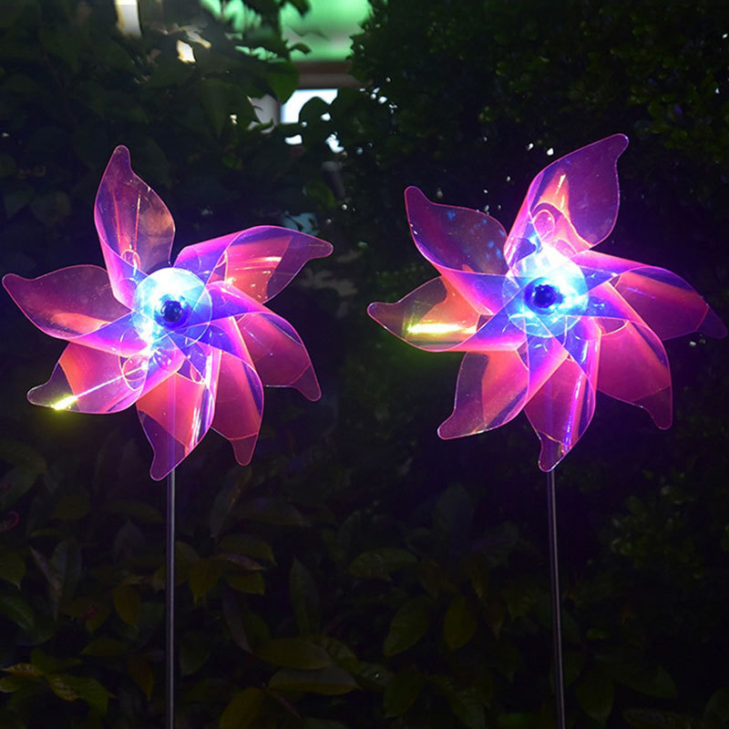 Solar LED Colorful Windmill Landscape Lamp Garden Stake Light Lawn Courtyard Waterproof Outdoor Lighting Decorative Lamp