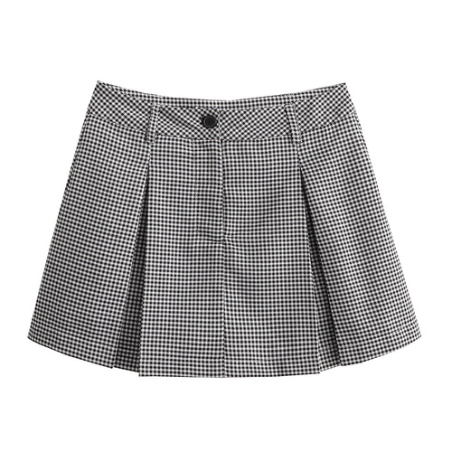 Women's Fashion 2025 Spring New Arrival European and American Style Black-and-White Plaid Single-Button Suit Jacket + Short Culotte Set