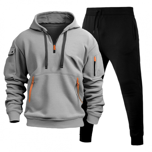 Wholesale New Men's Autumn Multifunctional Pocket Hoodie Sweatshirt Sportswear Leisure Pants Set
