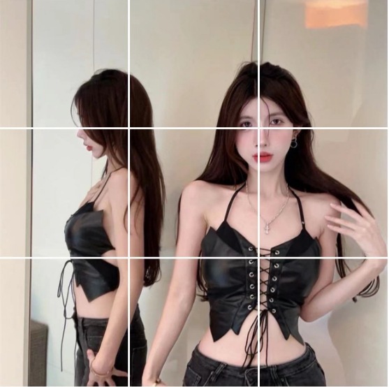 Hot Girl Strap PU Leather Neck Waistcoat Women's Summer Strapless Strap Top 5152 Black Leather Large Backless Vest